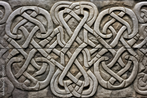 Wall texture material of sculpted stone panels, Celtic knotwork, worked surface