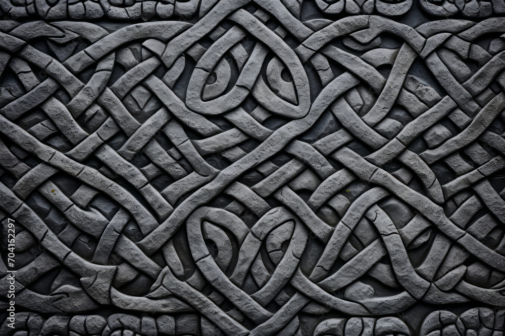 Wall texture material of sculpted stone, worked surface in Celtic inspired design Wall texture material of sculpted stone, worked surface in Celtic inspired design