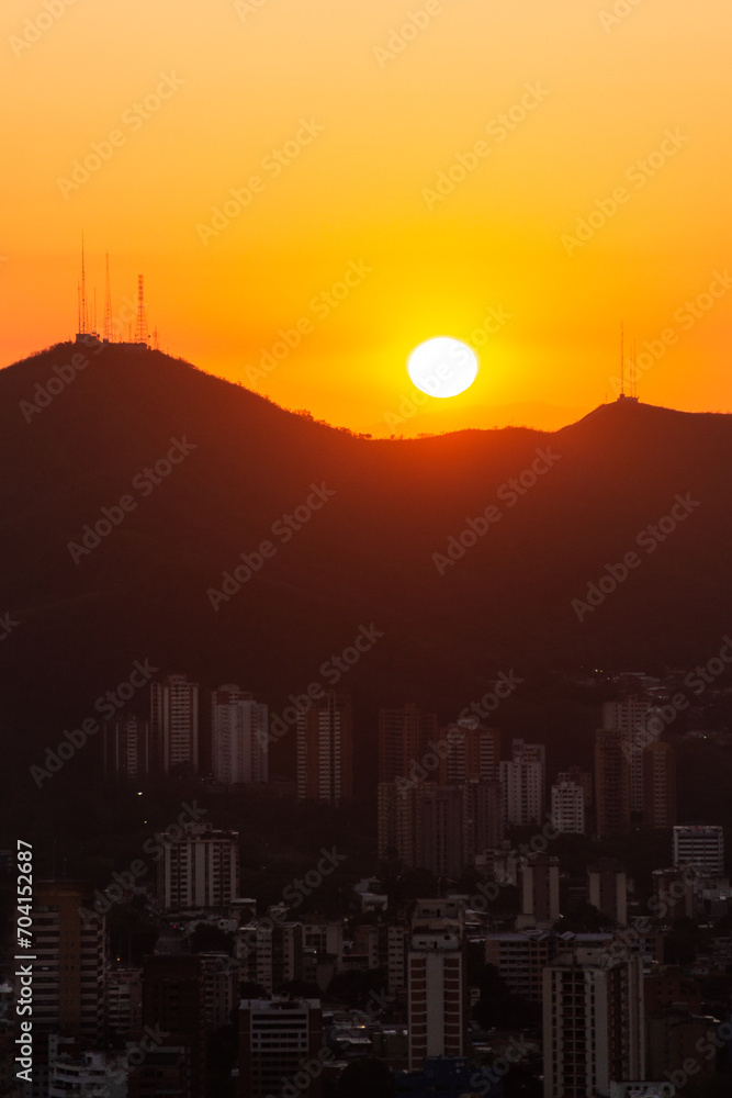 sunrise over mountain ridge in Valencia, Venezuela