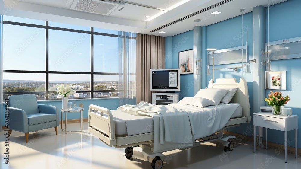 3D rendering of a modern hospital room 3D rendering of a modern hospital room