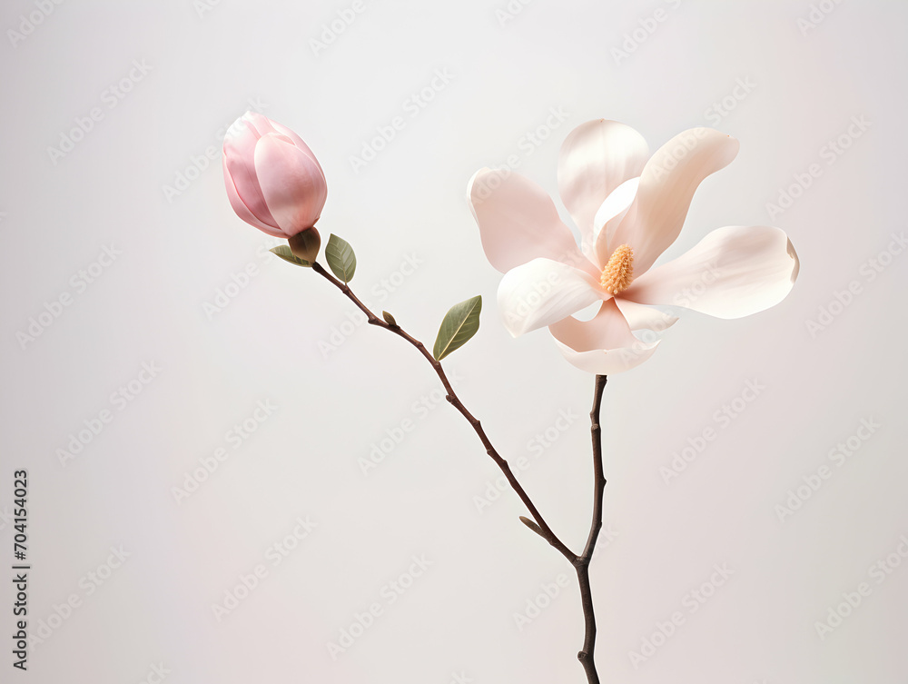 Fototapeta premium Magnolia flower in studio background, single magnolia flower, Beautiful flower images