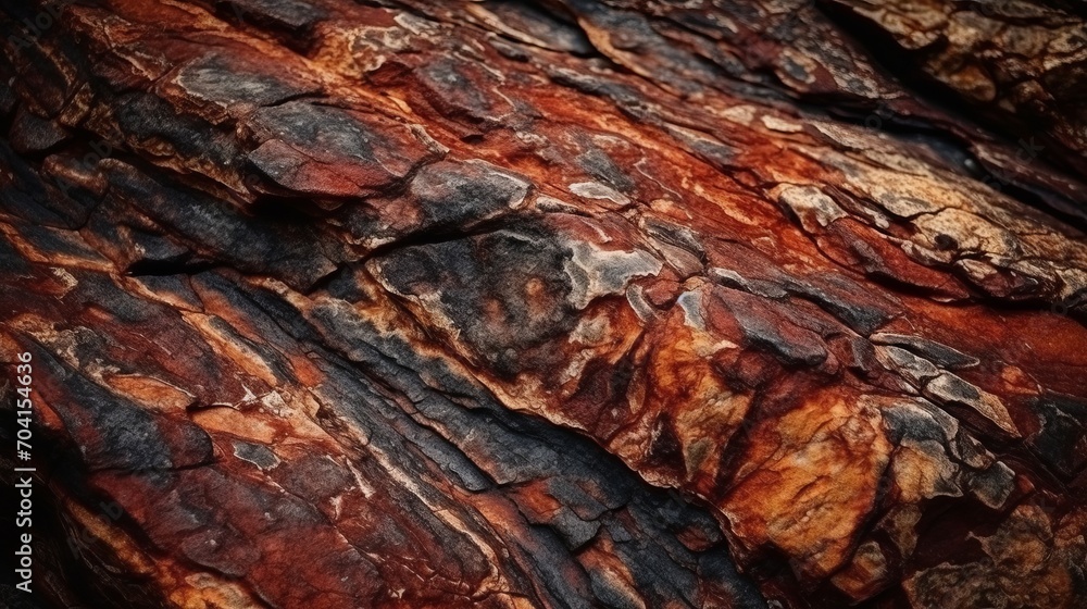 Dark red orange brown rock texture with cracks. Close-up. Rough mountain surface. Stone granite background for design. Nature. Wide banner. Design concept. Banner concept. Art concept. Rock concept. Dark red orange brown rock texture with cracks. Close-up. Rough mountain surface. Stone granite background for design. Nature. Wide banner. Design concept. Banner concept. Art concept. Rock concept.