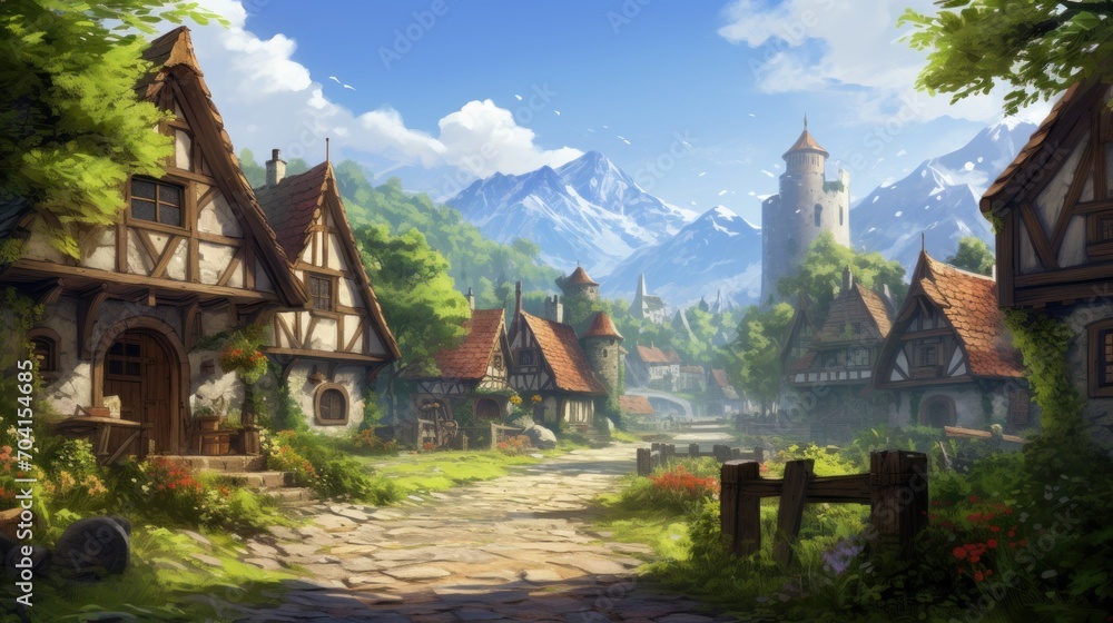 Fantasy RPG Village Game Artwork Fantasy RPG Village Game Artwork