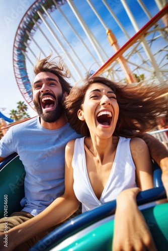 Couple having fun on a roller coaster © duyina1990