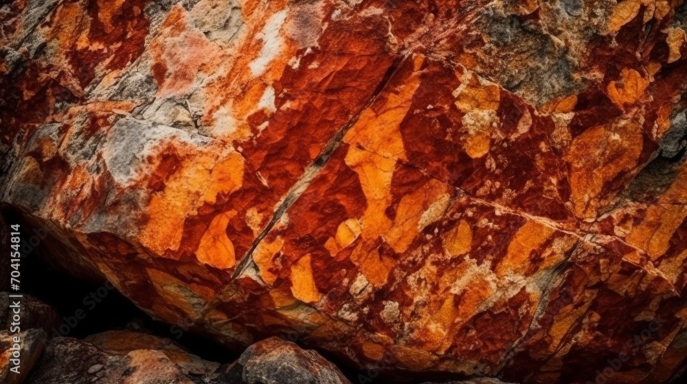 Dark red orange brown rock texture with cracks. Close-up. Rough mountain surface. Stone granite background for design. Nature. Wide banner. Design concept. Banner concept. Art concept. Rock concept. Dark red orange brown rock texture with cracks. Close-up. Rough mountain surface. Stone granite background for design. Nature. Wide banner. Design concept. Banner concept. Art concept. Rock concept.