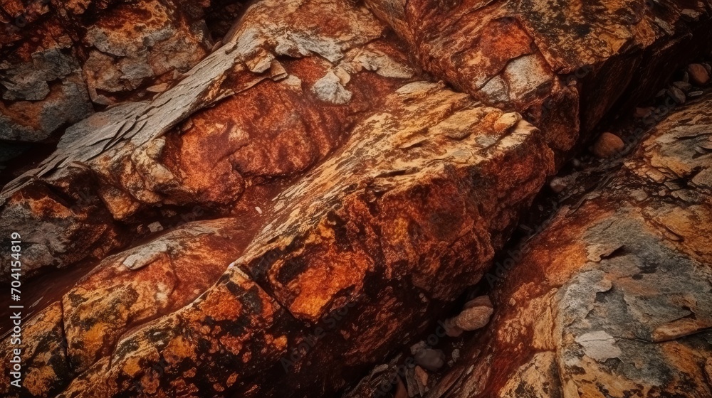 Dark red orange brown rock texture with cracks. Close-up. Rough mountain surface. Stone granite background for design. Nature. Wide banner. Design concept. Banner concept. Art concept. Rock concept. Dark red orange brown rock texture with cracks. Close-up. Rough mountain surface. Stone granite background for design. Nature. Wide banner. Design concept. Banner concept. Art concept. Rock concept.