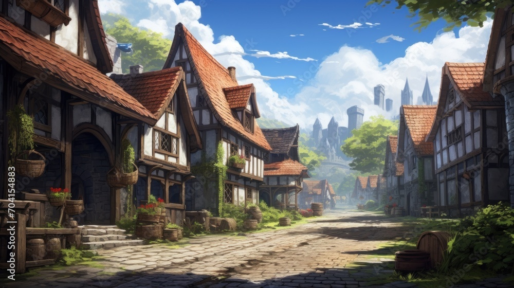 Fantasy RPG Village Game Artwork