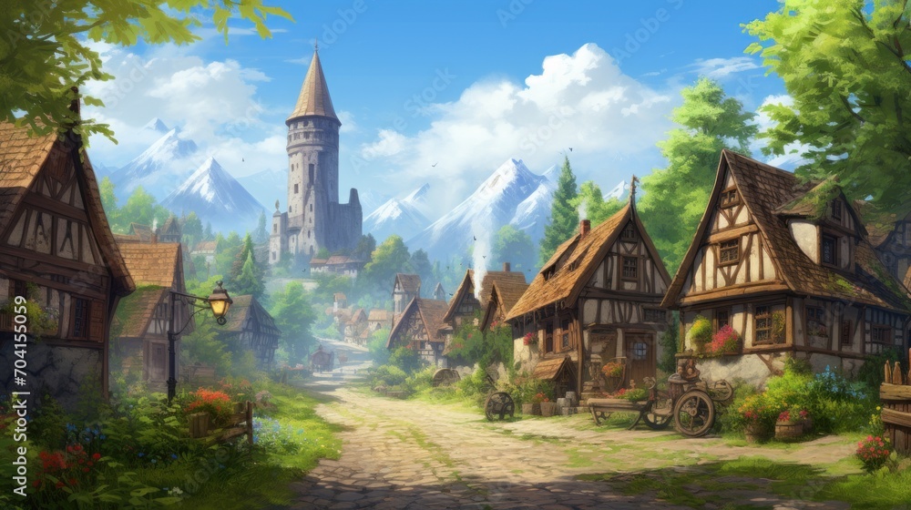 Fantasy RPG Village Game Artwork