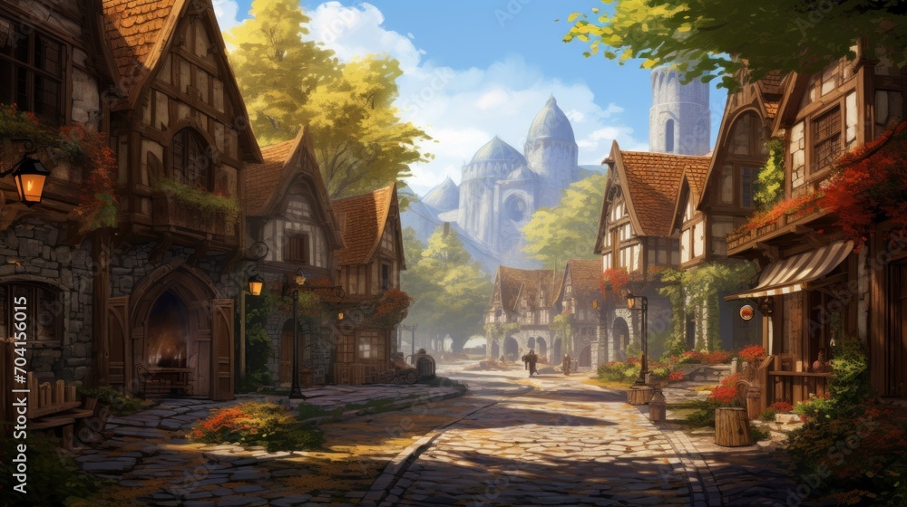 Fantasy RPG Village Game Artwork