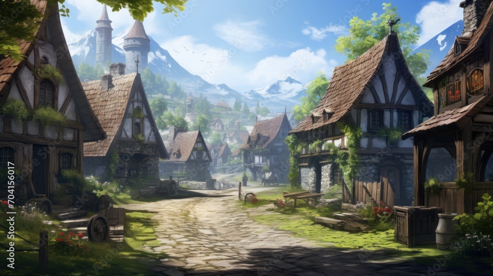 Fantasy RPG Village Game Artwork