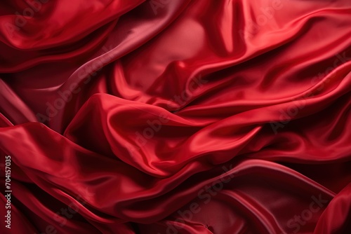 Red silk fabric with waves