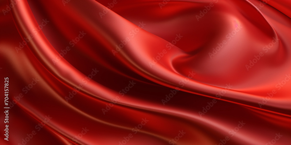 Obraz premium Red silk background, flowing red cloth 3D rendering