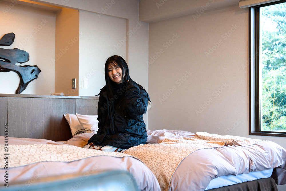 旅行中の女性 旅行中の女性