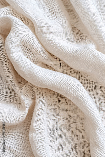 Light Linen Fiber Fabric Texture  White Woven Background, Ideal for Design and Textile Projects