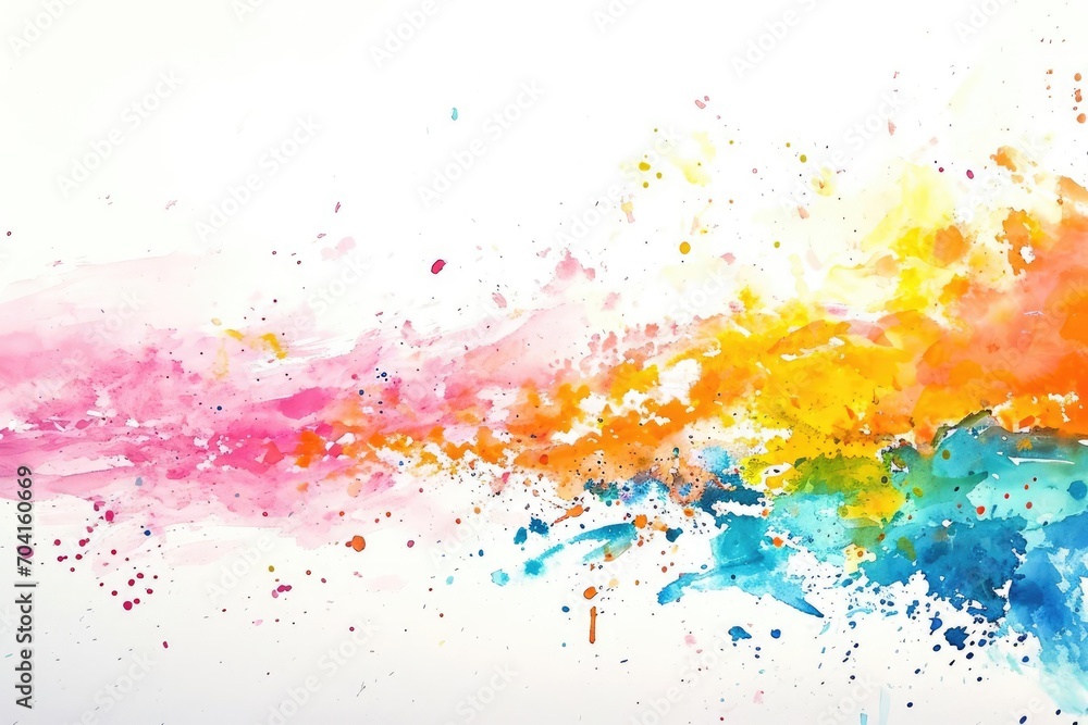 Colorful abstract watercolor splashes on white paper