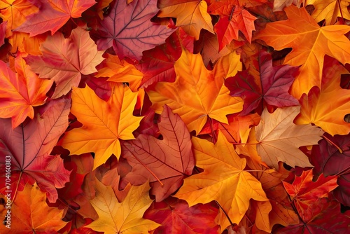 Fiery red and orange autumn leaves background