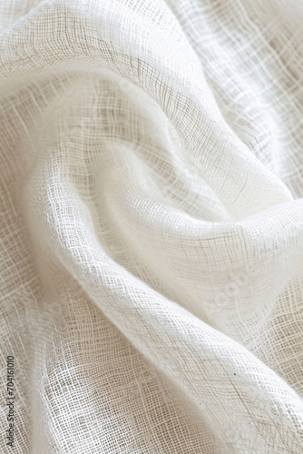 Light Linen Fiber Fabric Texture White Woven Background, Ideal for Design and Textile Projects