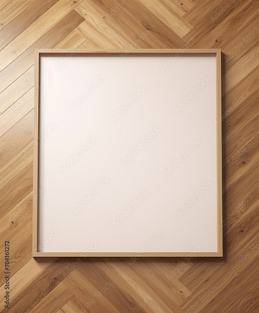 Blank wooden picture frame on wooden parquet floor background, Blank wooden picture frame on wooden parquet floor background,