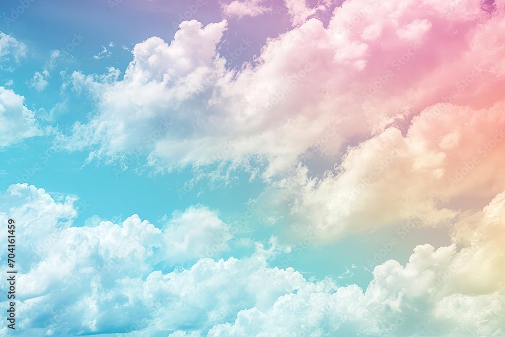 Soft pastel rainbow gradient with clouds