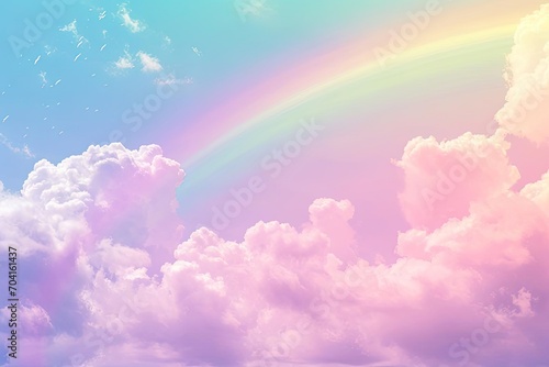 Soft pastel rainbow gradient with clouds © Bijac