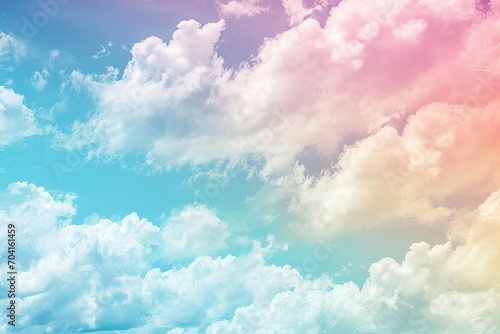 Soft pastel rainbow gradient with clouds © Bijac