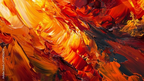 A symphony of brushstrokes in fiery reds, oranges, and yellows, evoking raw emotion.