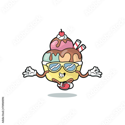 cute icon cake retro illustration vector