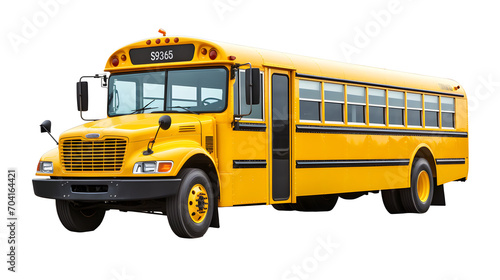 Yellow classic school bus isolated on transparent background. Png file 
