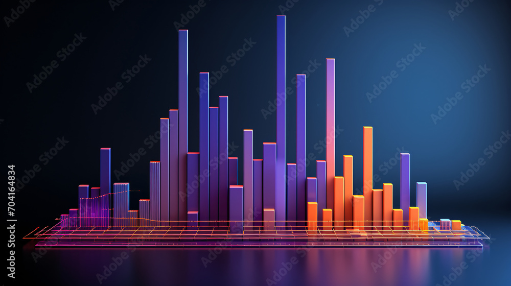 Fintech curve chart background, business data graph concept illustration