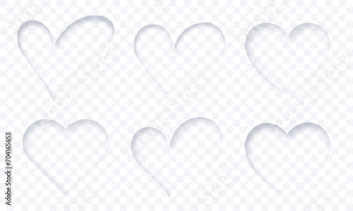 Heart shape holes through transparent background. Blank space for text.