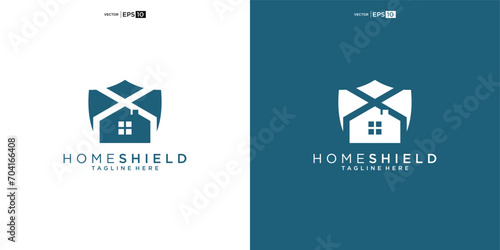 shield and home Icon logo. Security key icon logo