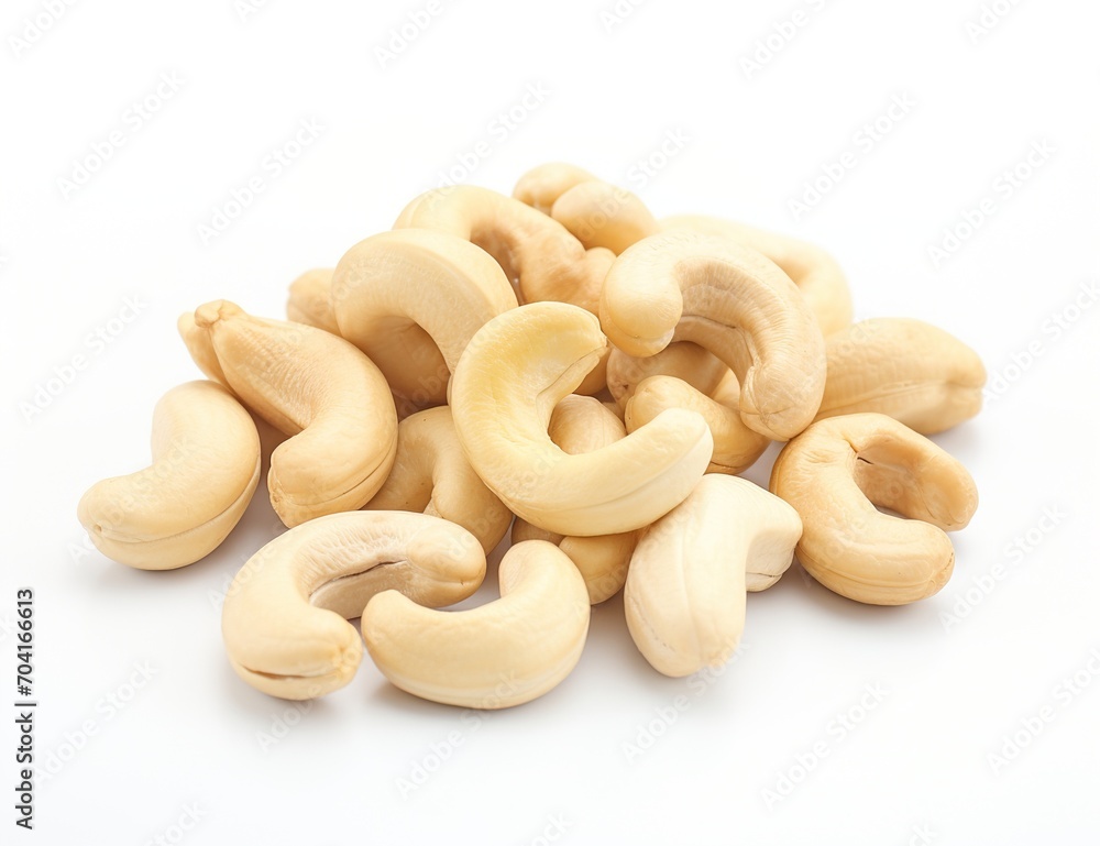 A pile of cashew nuts isolated on a white background, A pile of cashew nuts isolated on a white background,