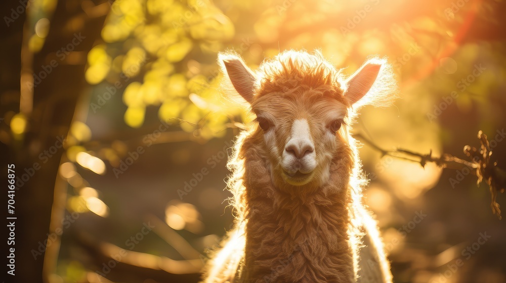 Obraz premium A cute llama in sunny day