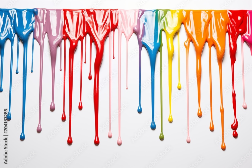 Colorful paint dripping isolated on white background