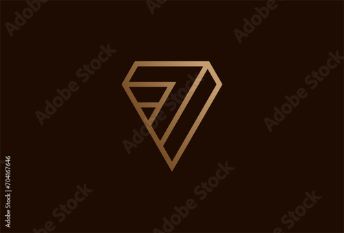 Diamond Jewelry logo. 3D number 7 with diamond combination. usable for brand and business logos. flat design logo template element. vector illustration