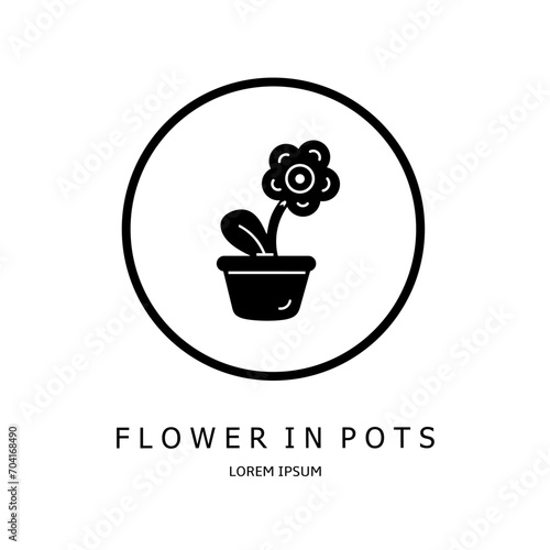 Logo vector design for business. Flower in pot logos.