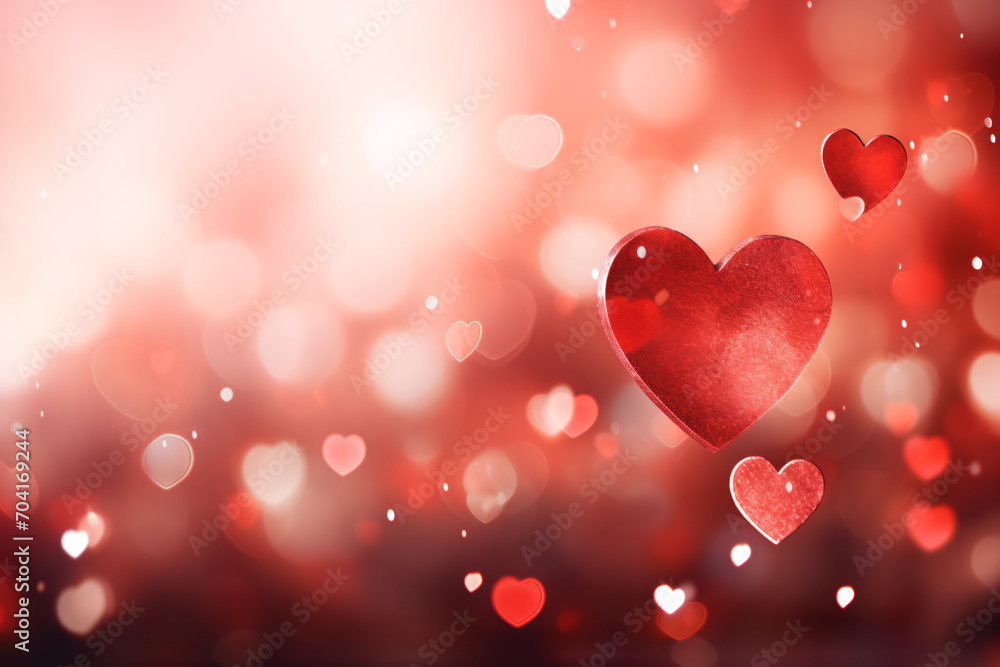 Abstract Valentine's Day background with red heart shape and blurred bokeh lights. Holiday love concept banner Abstract Valentine's Day background with red heart shape and blurred bokeh lights. Holiday love concept banner