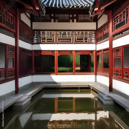 A traditional Chinese garden with ornate pavilions and winding paths2