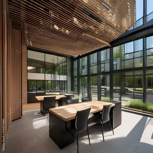 A contemporary office park featuring sustainable  green spaces2