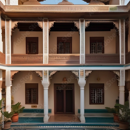 A traditional Indian haveli with ornate balconies and courtyards3 photo