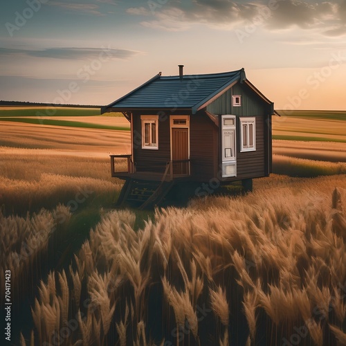 A traditional Russian dacha surrounded by fields of wheat3 photo