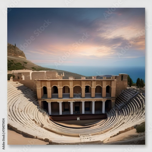 An ancient Greek amphitheater carved into a mountainside2