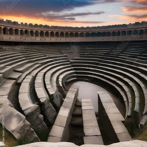 An ancient Roman amphitheater with weathered stone seats3