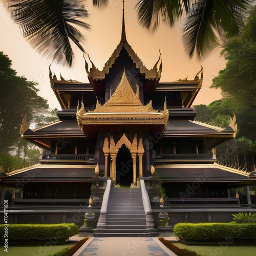 A traditional Thai temple adorned with golden spires1