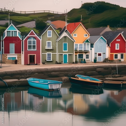 A quaint seaside village with colorful fishermens cottages2 photo