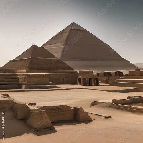 An ancient Egyptian necropolis with monumental tombs and pyramids2