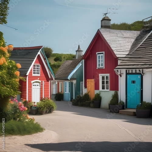 A quaint seaside village with colorful fishermens cottages1 photo
