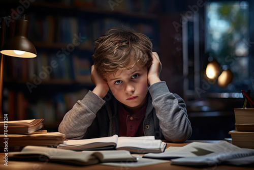child struggling to concentrate or stay focused during lessons, displaying signs of restlessness or distraction.