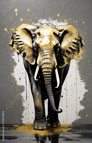 Gold paint Splatter Elephant © Reality