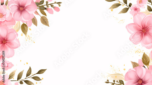 Floral frame with watercolor flowers, decorative flower background pattern, watercolor floral border background